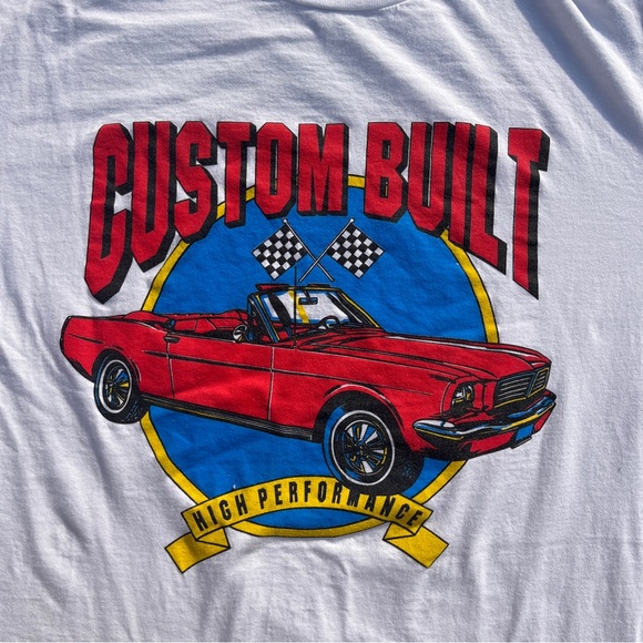 Vintage White and Red Custom Built Racing T-shirt Size XL Used great condition - Picture 2 of 4